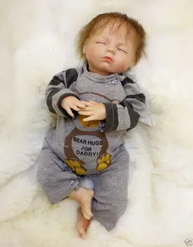 18 inç Gerçekçi Silikon Yenidoğan Erkek Bebek Oyuncak Yumuşak Silikon Vinil Yenidoğan Yumuşak Dokunmatik Hediye Reborn Bebek Bebek Bebek Eğitici