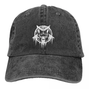 Yaz Kap Güneşlik Şeytani Siyah Metal Kedi 666 Hip Hop Kapaklar Baphomet Şeytan Lucifer kovboy şapkası Doruğa Şapka