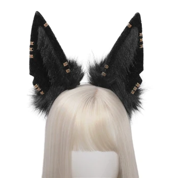 Hayvan Kurt Kulaklar Headdress Peluş Hairband Kürklü Lolita Kafa Bandı Anime Cadılar Bayramı Noel Cosplay Aksesuarları Kadınlar için Kız