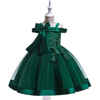 Kız Parti Elbise Omuzsuz Zarif Çocuk Giyim Çocuk Kostüm Düğün Töreni Prenses Elbiseler Yay Moda Tül Elbise