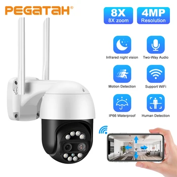 PEGATAH 8MP Dürbün Güvenlik Kamera Açık WiFi PTZ Çift Lens 4MP HD Gözetim CCTV IP Kameralar AI İzleme Video Gözetim