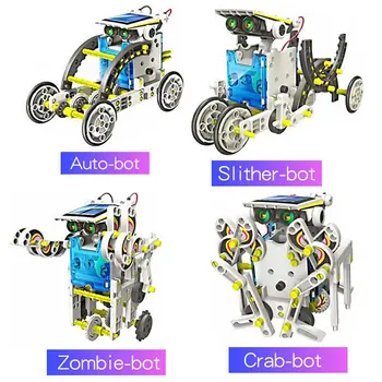 Güneş Robot Çocuk Oyuncakları Boys İçin Dıy Araba Güneş Enerjisi DIY Çevre Dostu Bulmaca Robot 13-in-1 Monte Oyuncak Modeli
