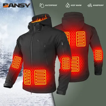 Kış erkek ısıtmalı Ceket balıkçılık takım Elbise sıcak tutan kaban USB ısıtmalı giyim motosiklet ceket açık kayak askeri Ceket rüzgar geçirmez