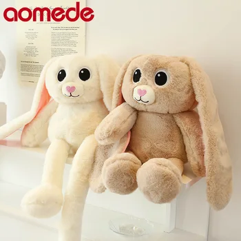 85cm Sevimli Yumuşak Tavşan Çekme Kulakları ile peluş oyuncaklar Ofis Şekerleme doldurulmuş hayvan Yastık Ev Konfor Yastık Hediye Bebek Çocuklar için Kız
