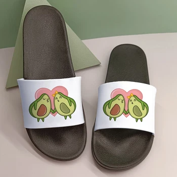 Kawaii Avokado Karikatür Ev Terlik Kalın Taban Sandalet Kadın Ayakkabı Kadın Flip-Flop banyo terlikleri Yaz plaj sandaletleri