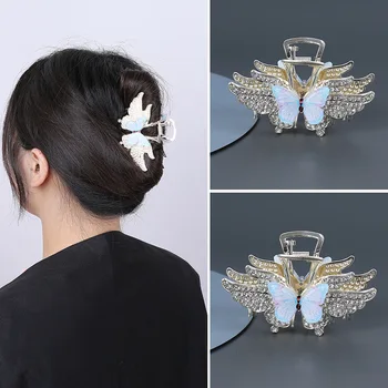 Kore mizaç Rhinestone Kelebek İmitasyon İnci Saç Pençe Köpekbalığı Saç Kelepçeleri Kadınlar için Narin gümüş Hairwear Süs