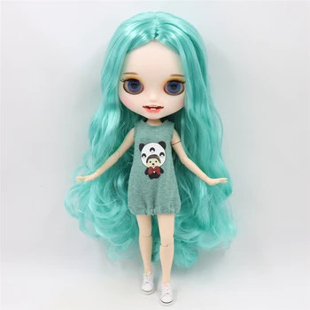 BUZLU DBS Blyth Doll Oyma dudaklar Açık ağız Mat özelleştirilmiş yüz Mavi saç 1/6 Ortak vücut bjd DIY oyuncak kız hediye