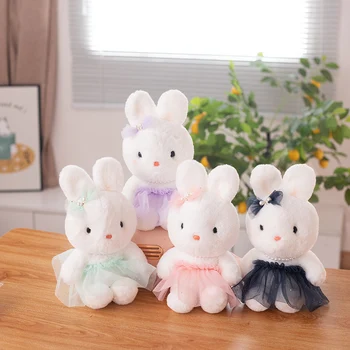 Kawaii Peluş oyuncak tavşanlar Yumuşak Dolması Soyunma up Bunny İle Çiçek Etek Oyuncaklar İçin Bebek Kız doğum günü hediyesi Parti Dekor