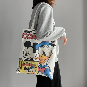 Disney kanvas çanta kadın tek omuz Japon sevimli öğrenci çanta çanta kadın Mickey mouse tuval el çantası
