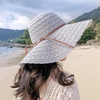 Mingjiebihuo Yeni Moda İlkbahar Yaz Güneş koruma güneş koruyucu plaj güneş şapkası Gelgit Açık Tatil rahat tatlı Hasır Şapka