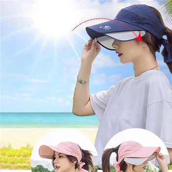 Güneş şapkaları Kadınlar İçin UV Koruma Siperliği beyzbol şapkası Yaz Üstsüz plaj şapkası Bisiklet Balıkçılık Güneş Gölge Kapaklar Elastik Geri