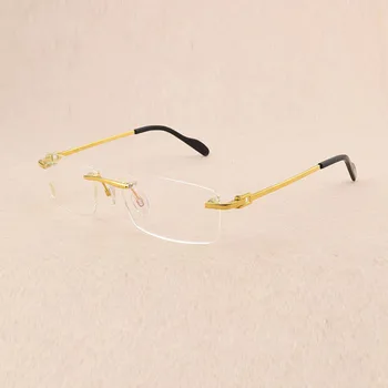 Yeni Marka Retro Çerçevesiz Kare Okuma Reçete Gözlük Kadın Erkek Titanyum Optik Gözlük Miyopi Gözlük Çerçeveleri 3139988
