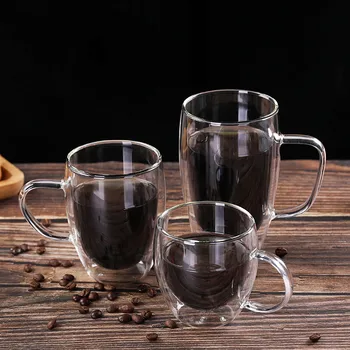 Şeffaf cam kahve fincanı Süt Viski Çay Bira Çift Yaratıcı Isıya Dayanıklı Kokteyl Votka şarap sürahisi Drinkware Bardak Bardak