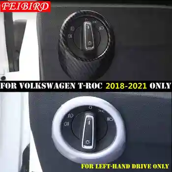 Iç Volkswagen T-Roc T Roc 2018 2019 2020 2021 ABS Mat Karbon Fiber kafa lambaları Lambaları Anahtarı göbek piercingi Kapak Trim