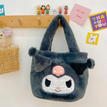 Kawaii Sanrioed pelüş çanta Kuromi Cinnamoroll Anime Çanta Benim Melodi Sevimli Karikatür Dolması Bebek Peluş Omuz saklama kutusu Çantası