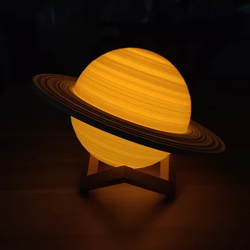 Yeni USB yeniden şarj edilebilir 13/16/22Cm 16 Renkler Çocuk Başucu Led Saturn Şekilli Evren 3D Ay Işığı Lambaları Tatil Hediye