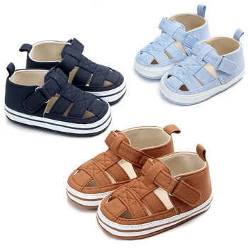 Yeni Erkek Bebek Kız Ayakkabı Sandalet Yaz Tuval Kaymaz Kauçuk Taban kaymaz Toddler Yenidoğan İlk Yürüteç Beşik Ayakkabı