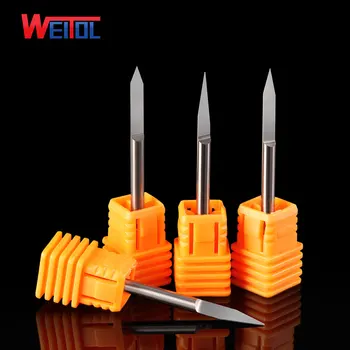 Weitol ücretsiz kargo 5A 3.175 mm shank Uzatılmış düz tabanlı gravür alet uçları karbür freze kesicisi için CNC oyma makinesi