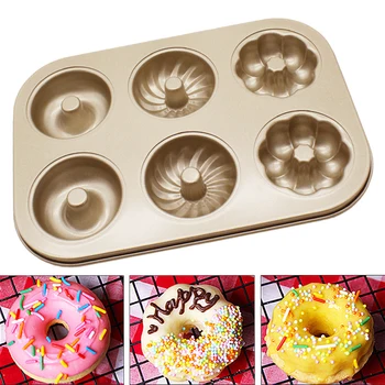 Yaratıcı 3 Desenler Donuts Kalıp Karbon Çelik DIY fırın tepsisi Jöle Fondan Kalıp Kek Çikolata Dekorasyon Pişirme Pasta Araçları