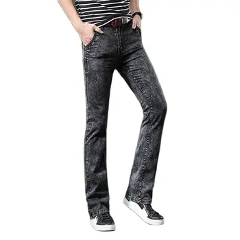 Yeni Moda Zayıflama Uyar Flare Kot erkek günlük kot Pantolon Sıska Pantolon Streetwear Kore Tarzı Kar Tanesi Giyim