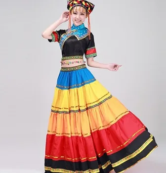Kadın Kız Artı Boyutu Antik Geleneksel Çin Dans Kostümleri Miao Elbise hmong Miao Giyim Hmong Elbise