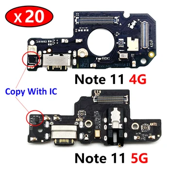 20 Adet, yuva konnektörü mikro USB şarj aleti şarj portu Flex Kablo Kurulu Redmi İçin Not 11 5G 4G Mikrofon İle Yedek Parçalar