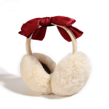 2022 Kış Sevimli Büyük Kürk Topu İlmek Earmuffs Bayanlar Kış Tavşan Kürk Sıcak Earmuffs Kapak Bandı