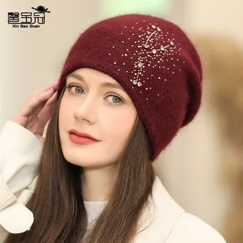 Kış sıcak yün şapka Kore moda soğuk geçirmez şapka kadın kulak koruyucu örme şapka anneler kazak soğuk şapka