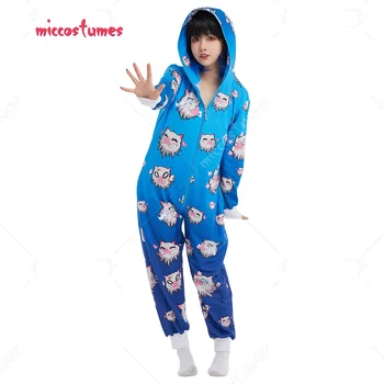 Kadın Hashibira Inosuke Uzun Kollu Ev Tekstili Kigurumi Onesie Pijama Kapşonlu Loungewear Cosplay Kostüm Kıyafetler