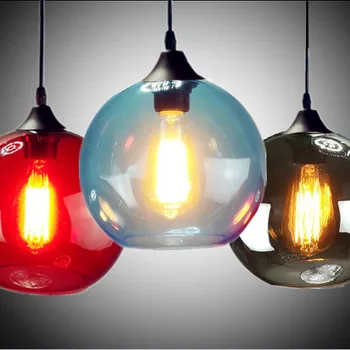 Iskandinav Modern asılı loft 7 renk cam parlaklık kolye lamba endüstriyel dekor ışıkları fikstür E27 / E26 mutfak restoran için