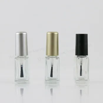 24x3ml Şeffaf Cam oje şişesi Boş Plastik Kapaklı Fırça Kozmetik Kapları Tırnak Cam fırçalı şişeler