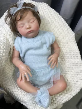 20 İnç Gerçekçi Yeniden Doğmuş Bebek Bebek Laura Köklü Saç 3D Boyalı Cilt Yenidoğan Boyutu El Yapımı Yeniden Doğmuş Oyuncak Hediye kızlar İçin