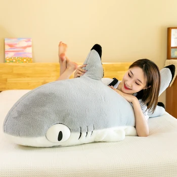 Dev Yumuşak Köpekbalığı Kedi peluş oyuncak Balina Kedi Bebek Uyku Yastık çocuk Yılbaşı Hediyeleri DY10112
