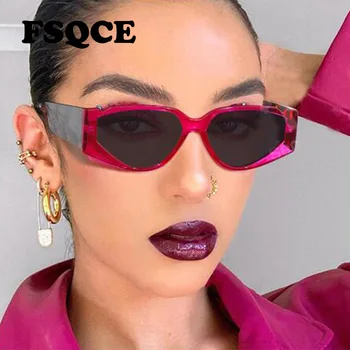 FSQCE 2021 moda güneş gözlükleri Kadın Erkek Marka Tasarımcısı Vintage Retro Büyük Çerçeve Mor Leopar Kedi Gözü güneş gözlüğü UV400