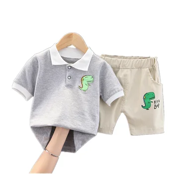 Yeni Yaz Bebek Erkek Giysileri Takım Elbise Çocuk Moda T-shirt Şort 2 adet / takım Toddler Rahat Kostüm Kız Giyim Çocuk Eşofman