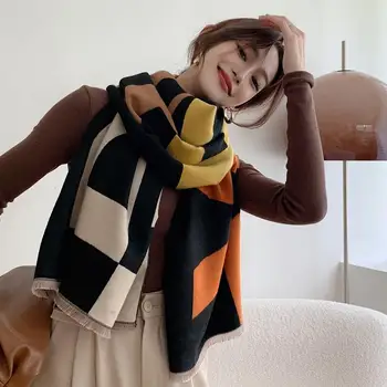 Tasarımcı 2022 Kaşmir Sıcak Kış Şal Kadınlar Lüks Püskül Pashmina Kalın Battaniye Bufanda Atkısı Bg Eşarp Moda