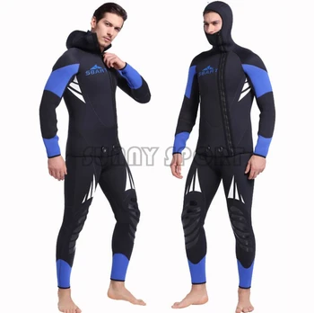 High end profesyonel 5mm 2 parça dalış giysisi 5mm erkek kış termal su sporları dalış sörf giyim ücretsiz dalış