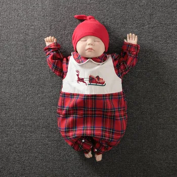 Keescewow 2022 Bahar Bebek Kız Noel Tulum Yeni Moda Yenidoğan Bebek Kırmızı Ekose Sevimli Bodysuit