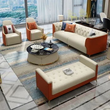 Italyan ışık lüks mobilya Oturma Odası koltuk takımı tasarımları çizim odası için Paslanmaz çelik kanepe yüksek kalite