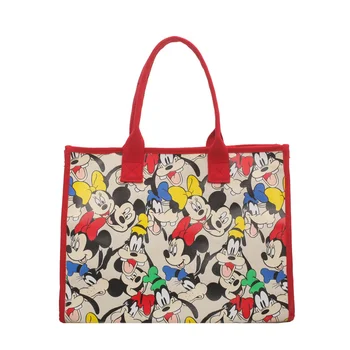 Minnie Mouse Çantası Kawaii Graffiti Kanvas Çanta Mickey Mouse kadın Çantası Anime Tote Çanta Büyük Kapasiteli omuzdan askili çanta alışveriş çantası