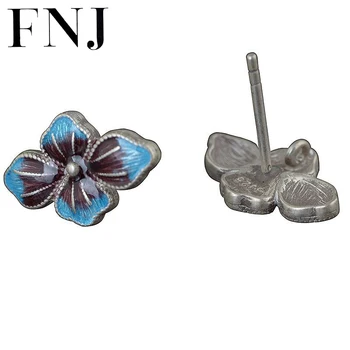 FNJ Shaolan Çiçek Küpe 925 Gümüş Orijinal Saf S925 Gümüş Saplama Küpe Kadınlar Takı