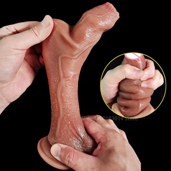 Yumuşak Gerçek Yapay Penis Sürgülü Sünnet Derisi Büyük Dick Güçlü Vantuz İle Yapay Penis g-spot Anal Seks Oyuncakları Kadın Erkek Lezbiyen