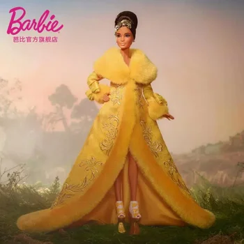 YENİ Orijinal Barbie HBX99 Guo Pei Altın Elbise Koleksiyonu Bebek Prenses Kız Peri Masalı Oyuncak çocuk doğum günü hediyesi Model Oyuncaklar