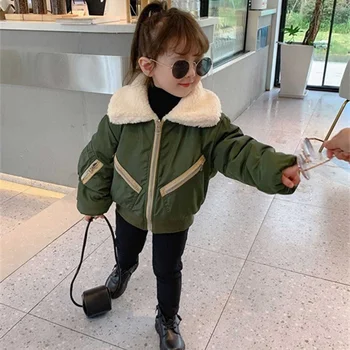 Kız Bebek Çocuk Ceket Ceket Dış Giyim 2022 Ordu Yeşil Kalınlaşmak Bahar Sonbahar Pamuk Gençler Hırka Nefes Palto Çocuk