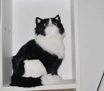 plastik & kürk simülasyon kedi sert modeli büyük 20x26 cm çömelme kedi prop craft ev dekorasyon oyuncak hediye w0301
