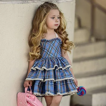 Kızlar Dantel Kaşkorse Elbise çocuk giyim Bebek Kız Kafes Katmanlı Kek Elbise Pamuk Prenses Elbiseler 2021 Özel Kostüm