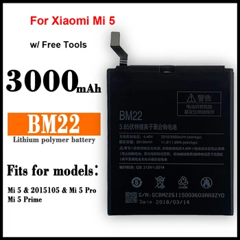 100 % Orijinal Kalite Pil BM22 3000mAh Xiao mi mi 5 mi 5 M5 Yüksek Kaliteli Telefon Yedek Piller + Ücretsiz Araçlar