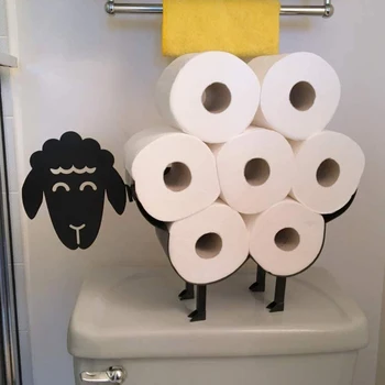 Sevimli Siyah Koyun tuvalet kağıt rulo Tutucu Yenilik Ücretsiz Ayakta veya Duvara Monte tuvalet kağıdı Doku Kağıt Depolama Standı