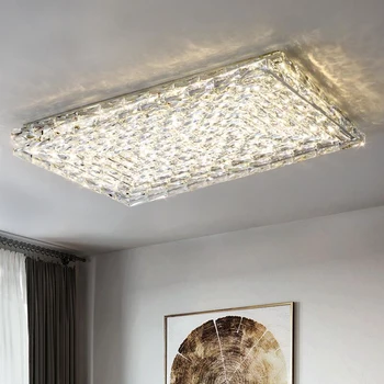 Yeni dikdörtgen kristal lamba LED tavan lambası basit oturma odası dekoratif lamba parlaklık temizle kristal aydınlatma