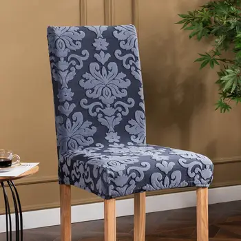 Svetanya 3D İskandinav Gri Kabartmalı Baskı Spandex / Polyester Yemek sandalye kılıfı Slipcovers Streç Restoran Koltuk Kılıfı